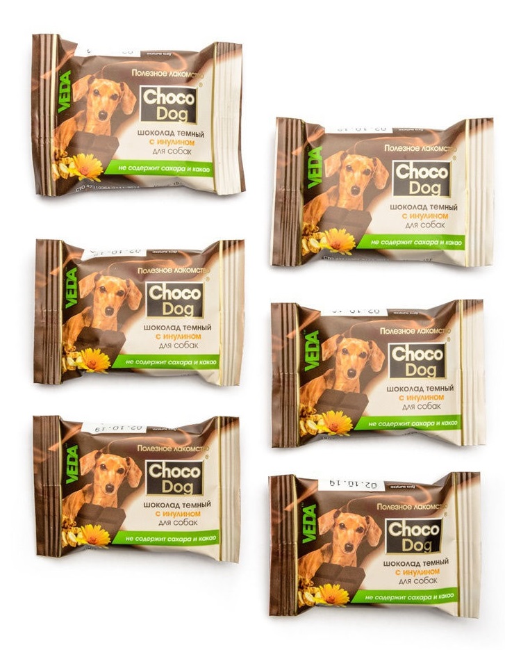фото Лакомство для собак veda choco dog, темный шоколад с инулином, 90г