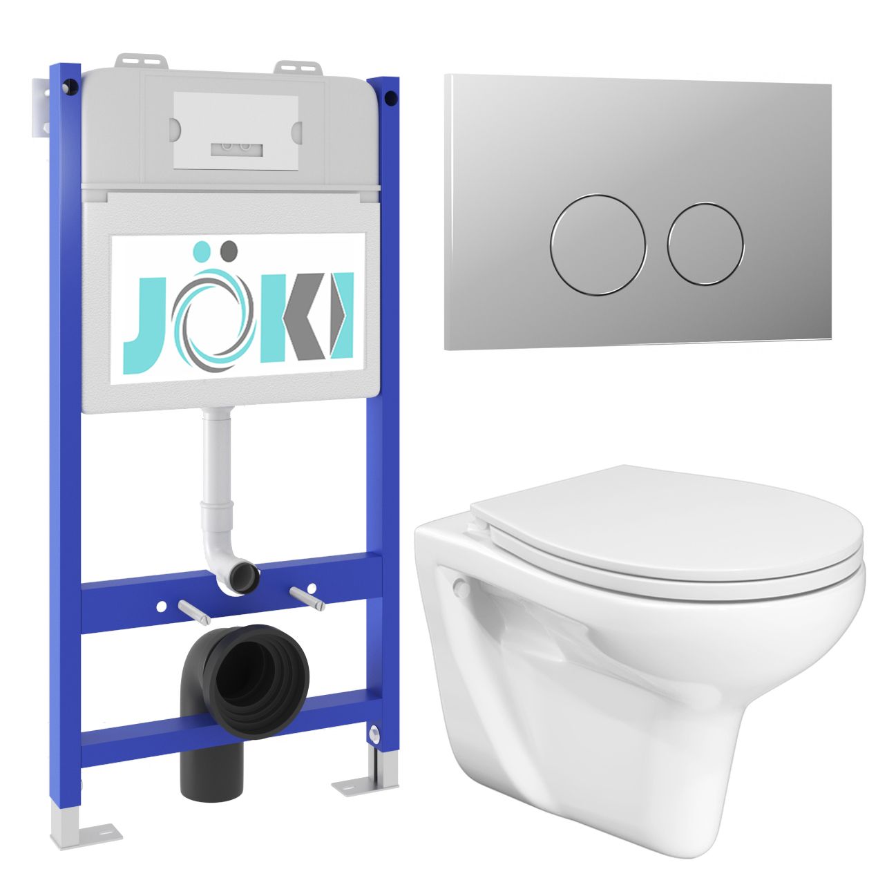 

Комплект JOKI: инсталляция JK03351 + кнопка JK102510CH хром + унитаз Flumen JK9011046, Flumen JKS901033102CH