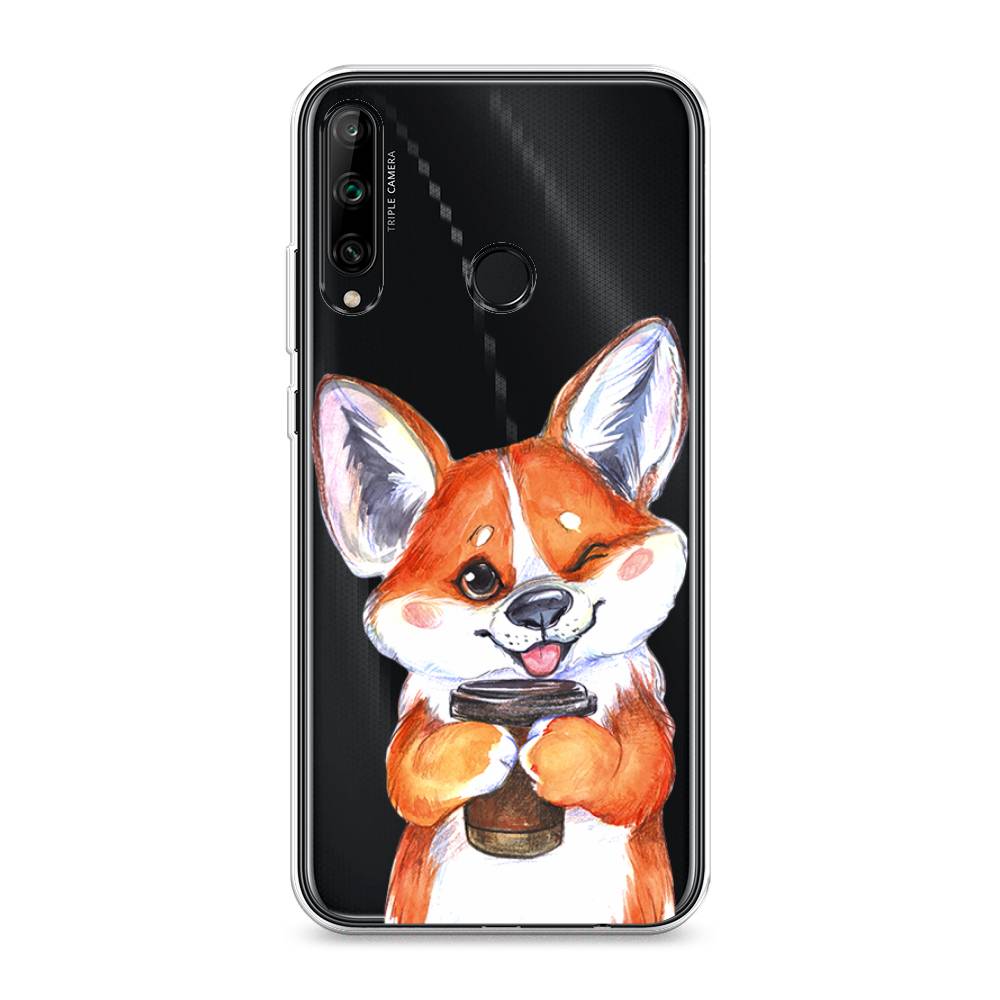 

Чехол на Honor 9C "Корги с кофе", Оранжевый;белый, 612550-4