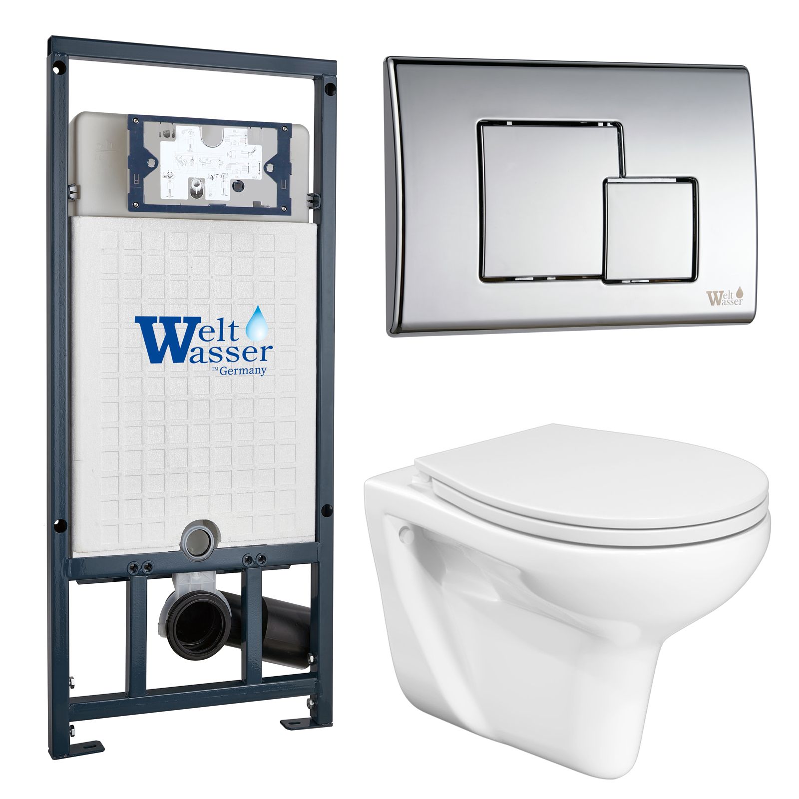 

Инсталляция Weltwasser Mar 507+Кнопка Mar 507SE CR хром+Flumen JK9011046 белый унитаз, Marberg JKS901507SE