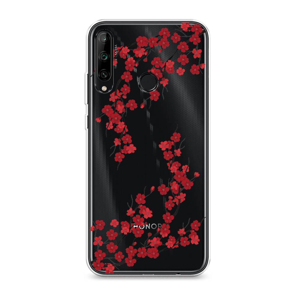 

Чехол на Honor 9C "Красная сакура", Красный;черный, 612550-2