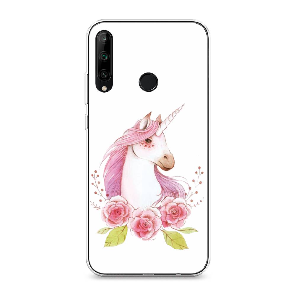 

Чехол на Honor 9C "Единорог цветы", Белый;розовый;серый, 612550-1