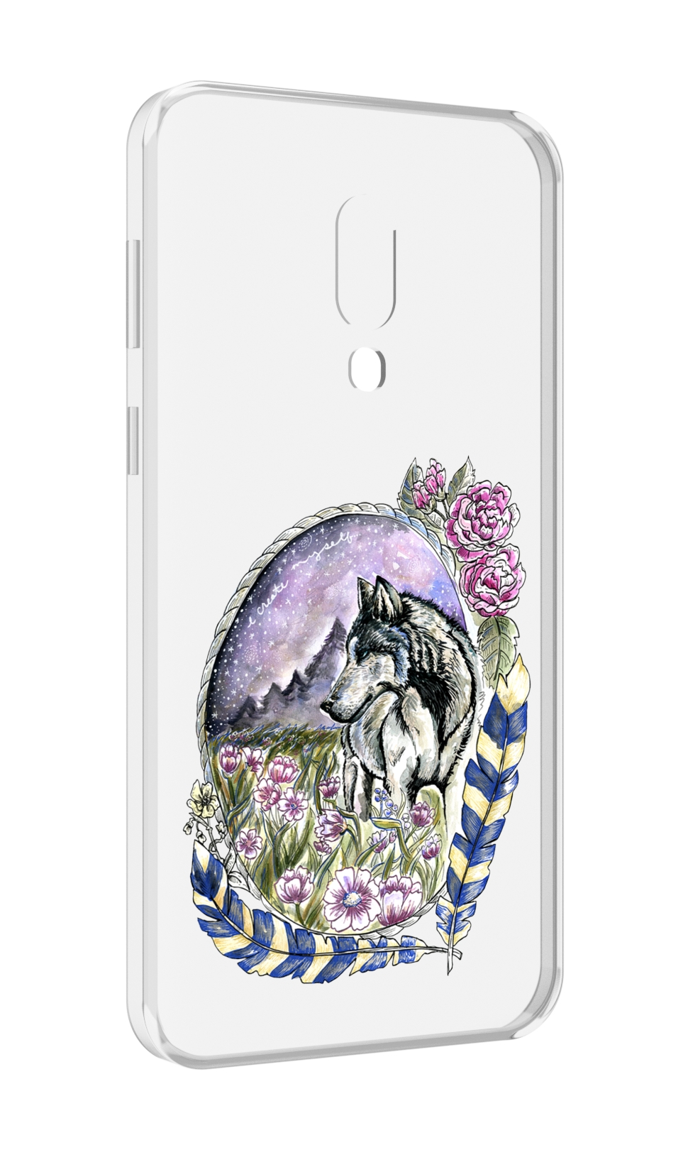 

Чехол MyPads нарисованный волк в цветах с перьями для Meizu 16 Plus / 16th Plus, Прозрачный, Tocco
