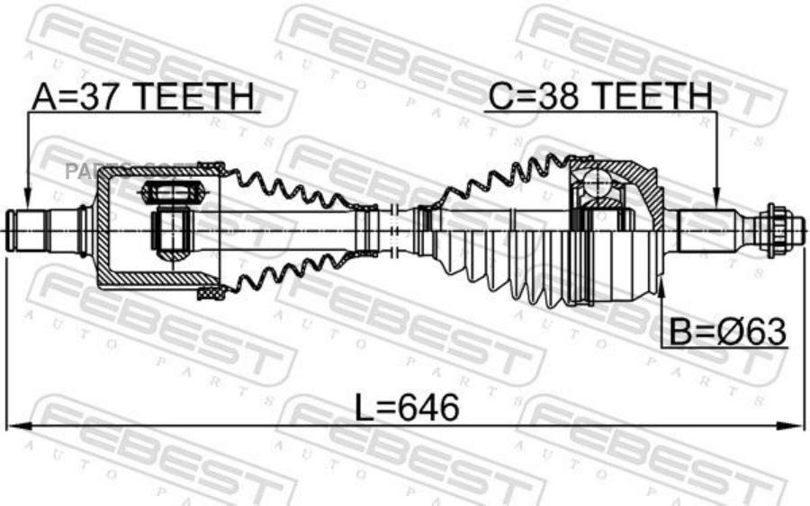

ПРИВОД В СБОРЕ ЛЕВЫЙ 37X646X38 FEBEST 2314t6atlh
