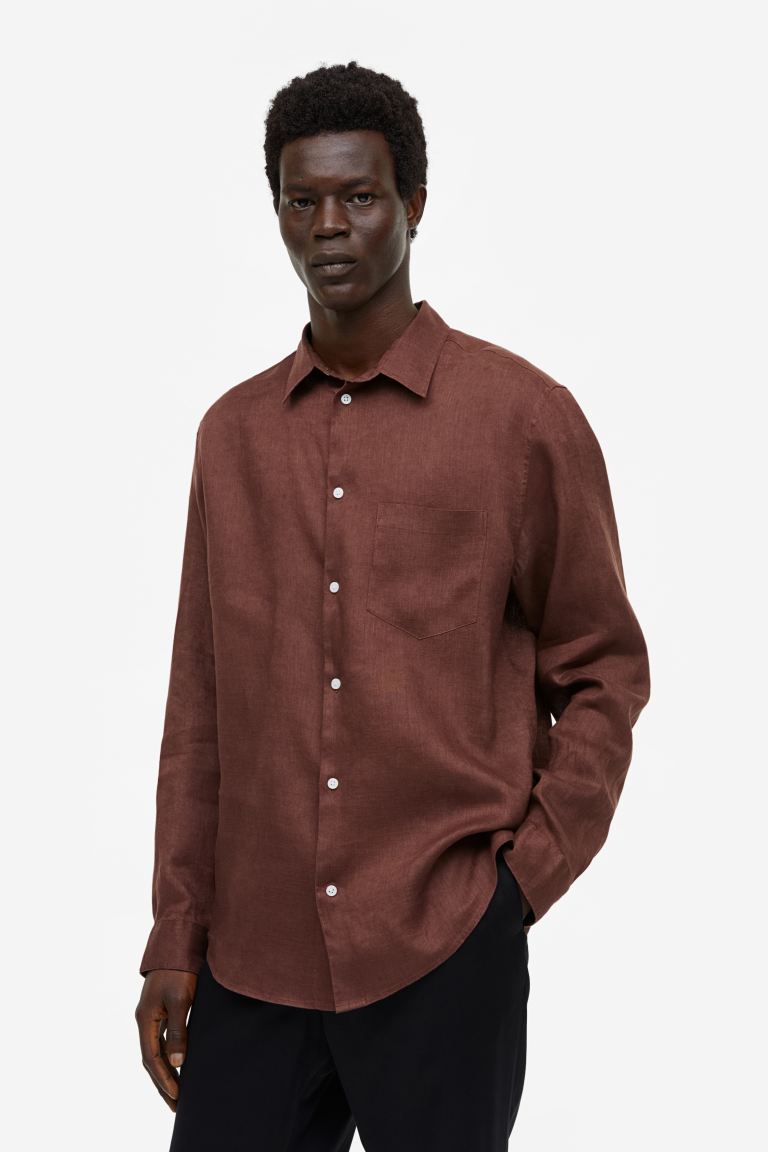 

Рубашка мужская H&M 1127523004 коричневая 2XL (доставка из-за рубежа), Коричневый, 1127523004