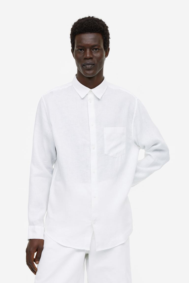 Рубашка мужская H&M 1127523001 белая M (доставка из-за рубежа)