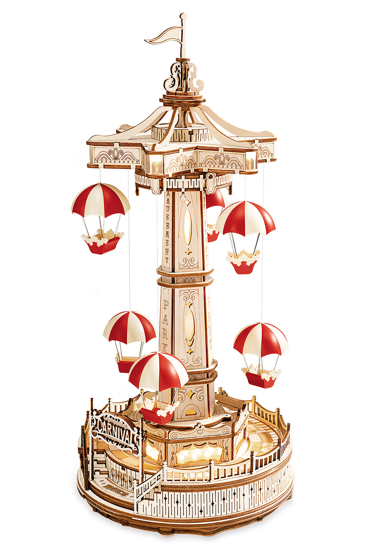 

Механический музыкальный конструктор Robotime Карусель Parachute Tower, RT-EA01