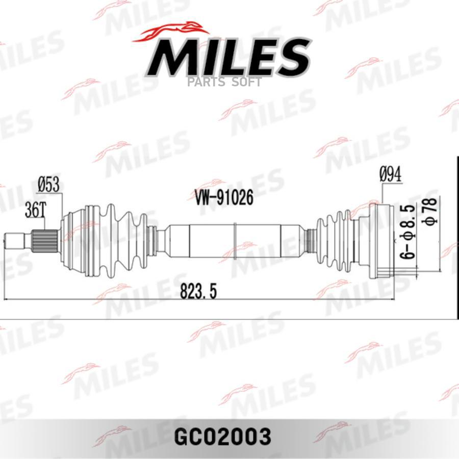 

Привод В Сборе Правый Audi A3/Skoda Octavia/Vw Golf 1.4-1.9 96- (Gkn 303154) Gc02003 Miles