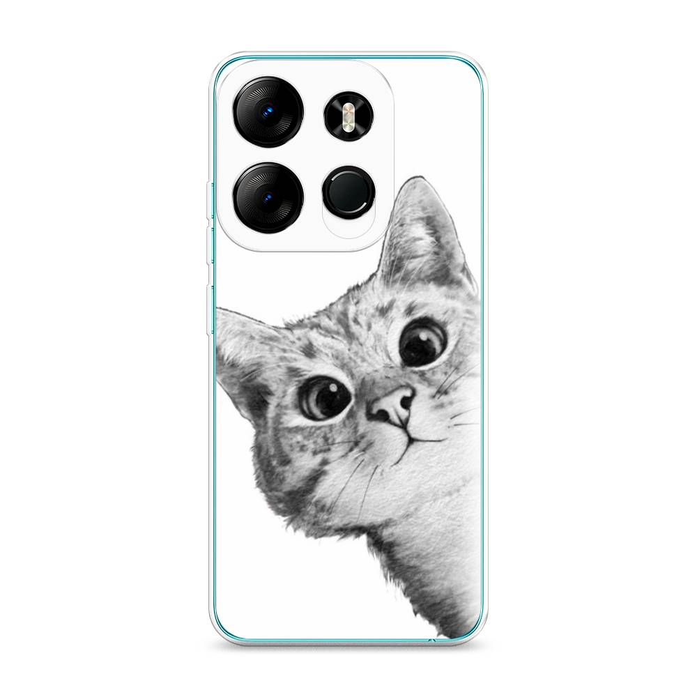 

Чехол Awog на Tecno Pop 7 Pro "Кот рисунок черно-белый", Черный, 303450-1