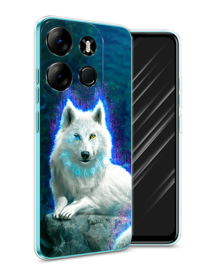 

Чехол Awog на Tecno Pop 7 Pro "Белоснежный волк", Белый;зеленый;фиолетовый, 303450-1