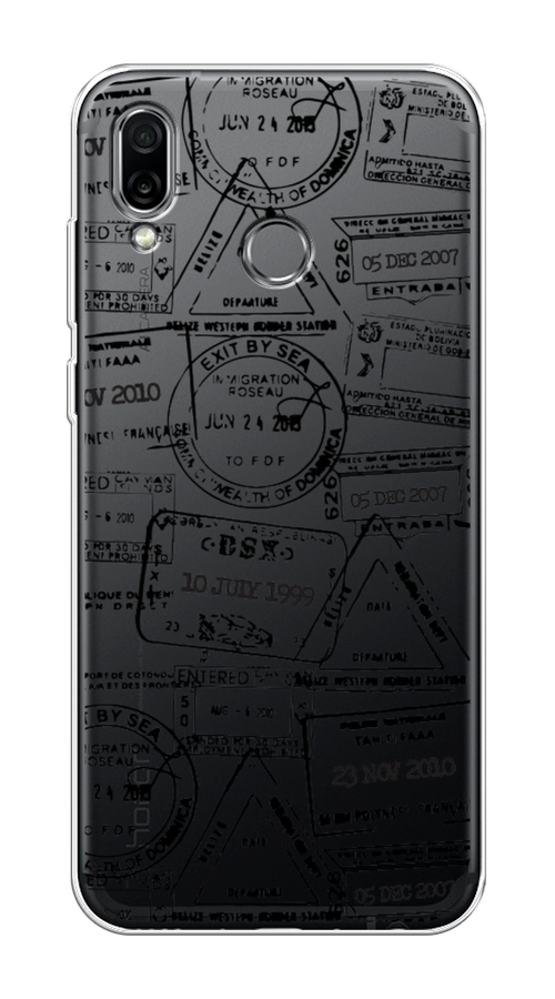 

Чехол на Honor Play "Visa stamps 2", Белый;черный;серый, 66250-2