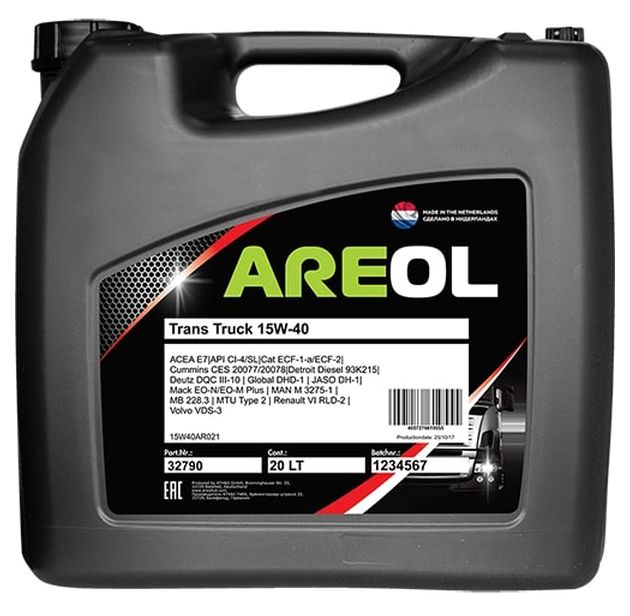 фото Areol trans truck 15w-40 (20l) масло моторное минер acea a3/b4/e7, api ci-4/sl, 15w40ar021