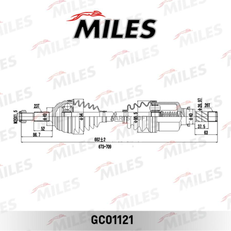 

Привод В Сборе Левый Renault Megane Ii 1.4-1.5d 03-09 (Gkn 304745) Gc01121 Miles арт. GC01