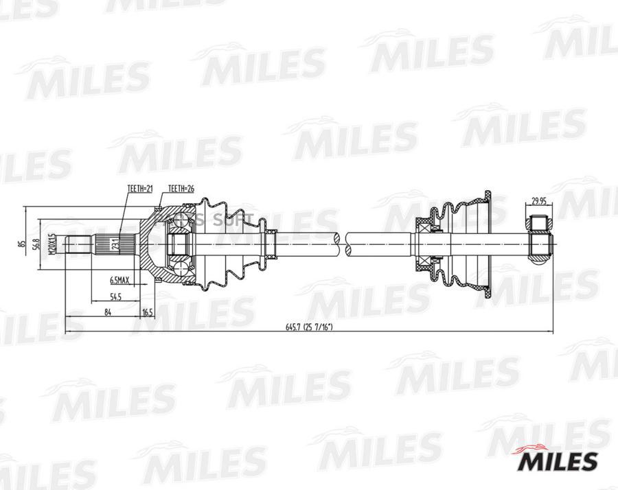 

Привод В Сборе Левый (Abs) Renault Megane I 1.4-1.9d 96-00 (Gkn 303064) Gc01115 Miles арт.