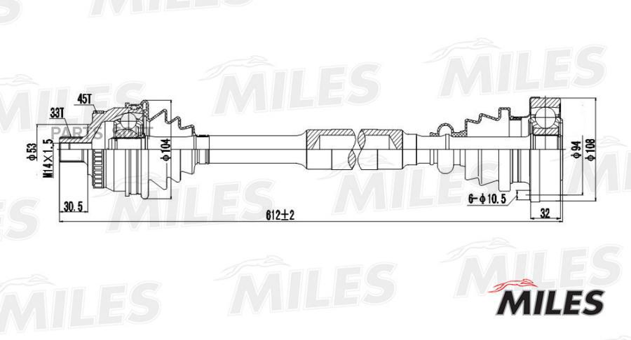 

Привод В Сборе Левый Audi A4/Vw Passat 1.8-2.0 95-01 (Abs) (Gkn 301219) Gc01011 Miles арт.