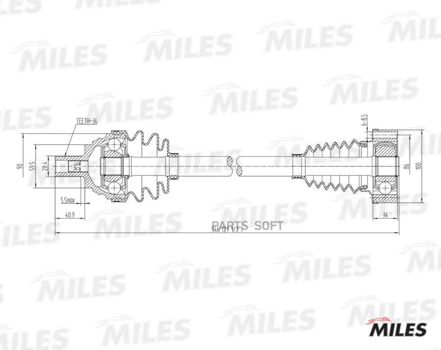 

Привод В Сборе Левый Audi A3/Golf 1.6 03- (Gkn 304749) Gc01002 Miles арт. GC01002