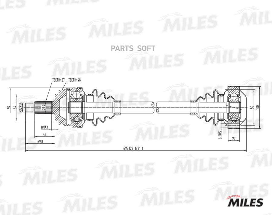 

Привод В Сборе Bmw 3 E36/E46 1.6-2.0 90-99 Зад. +Abs Miles GC00016