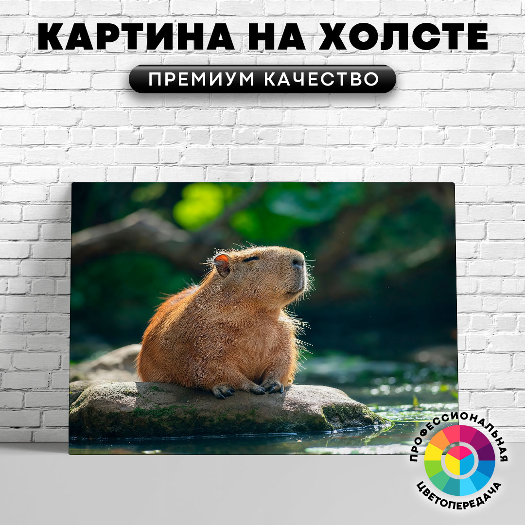 

Картина на холсте Капибара у ручья 60х80 см, ЖКАПИ