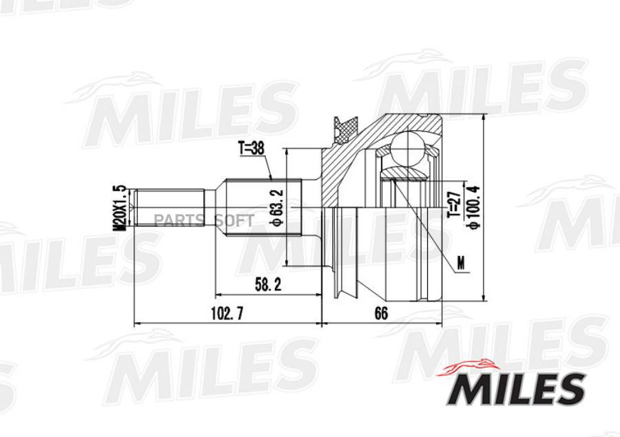 

Шрус Наружный Vw T5 1.9d/2.0 03- (Gkn 303993) Ga20530 Miles арт. GA20530