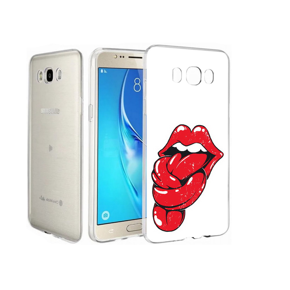 

Чехол MyPads Tocco для Samsung Galaxy J7 яркие губы с языком, Прозрачный, Tocco