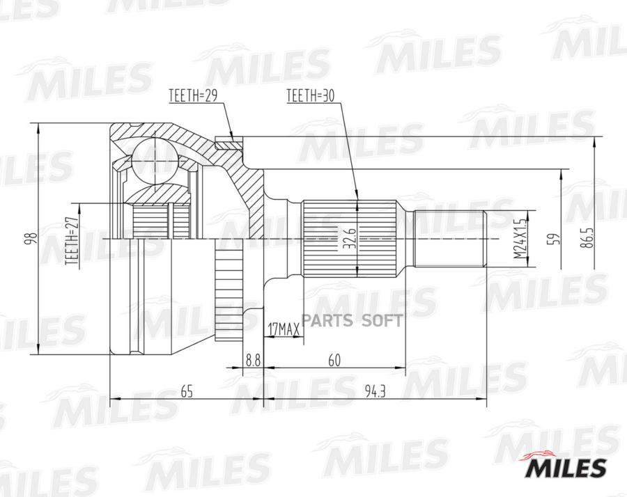 

Шрус Наружный Saab 9-5 1.9td-3.0 01- (С Abs) (Gkn 304893) Ga20412 Miles арт. GA20412