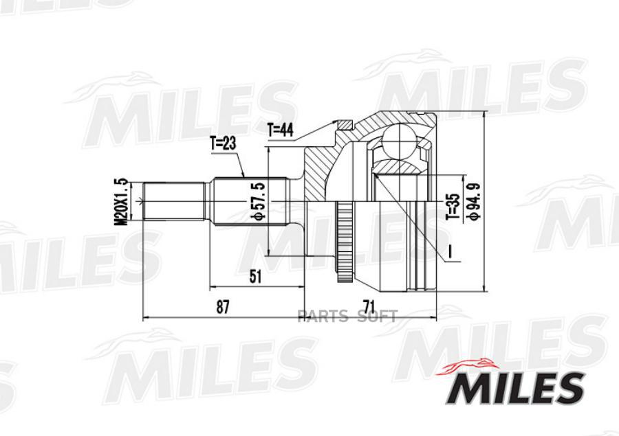 

Шрус Наружный Renault Megane/Scenic 1.8-2.0 (С Abs) (Skf Vkja5380) Ga20402 Miles арт. GA20