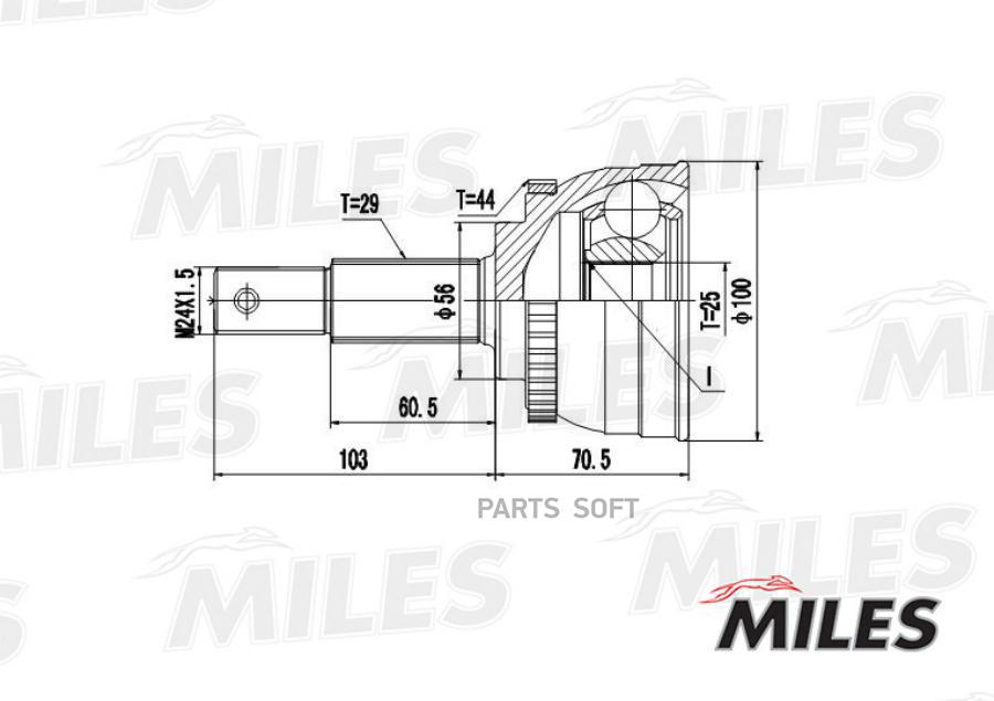 

Шрус Наружный Nissan X-Trail 2.0 00- (Gkn 304821) Ga20340 Miles арт. GA20340