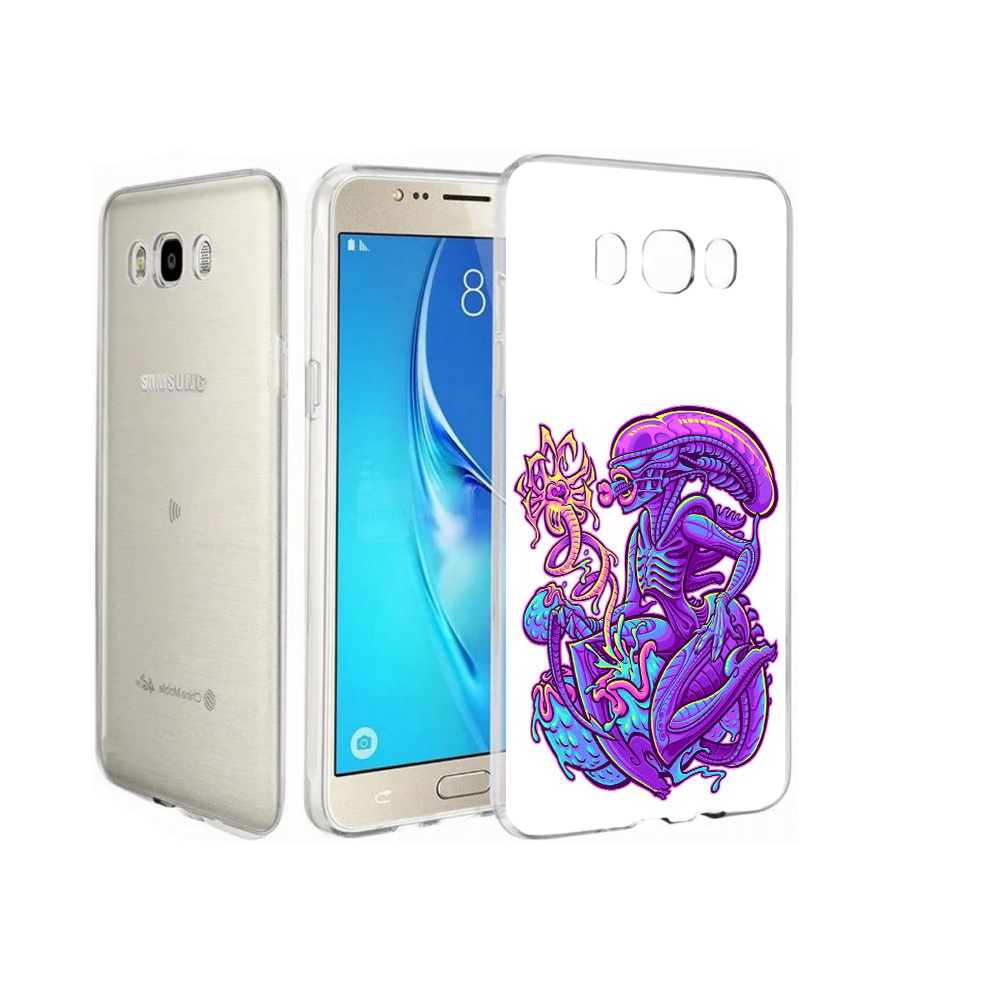 

Чехол MyPads Tocco для Samsung Galaxy J7 чужой фиолетовый цвет, Прозрачный, Tocco