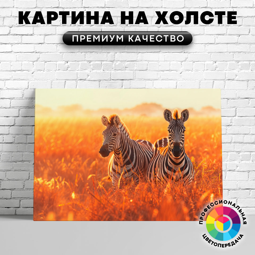 

Картина на холсте Зебры в поле 40х30 см, ЖЗЕБР