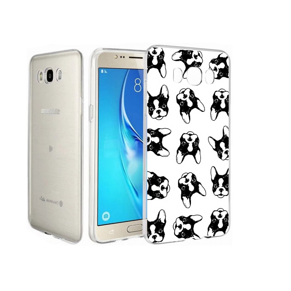 

Чехол MyPads Tocco для Samsung Galaxy J7 черно белые собачки, Прозрачный, Tocco