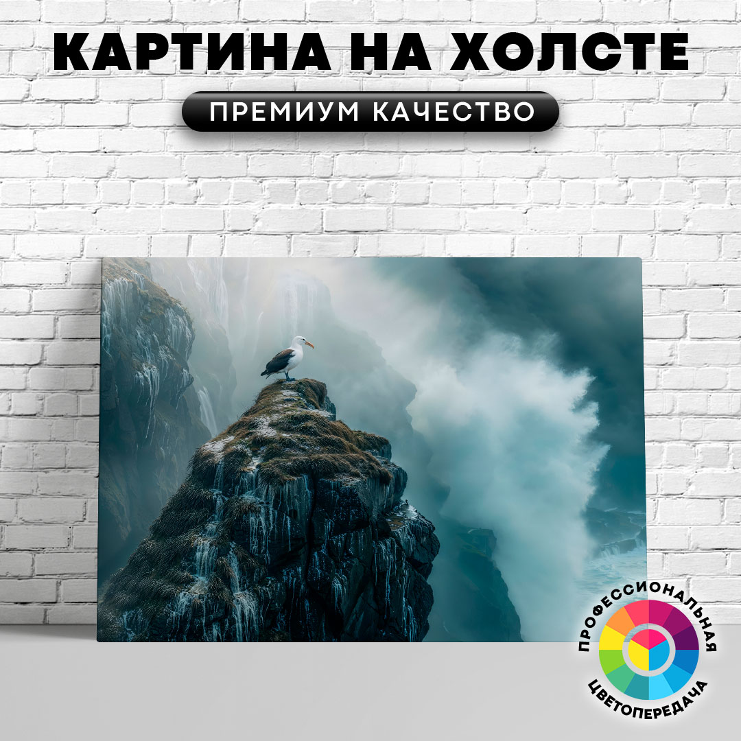 

Картина на холсте Альбатрос и водопад 40х30 см, ЖАЛЬБ