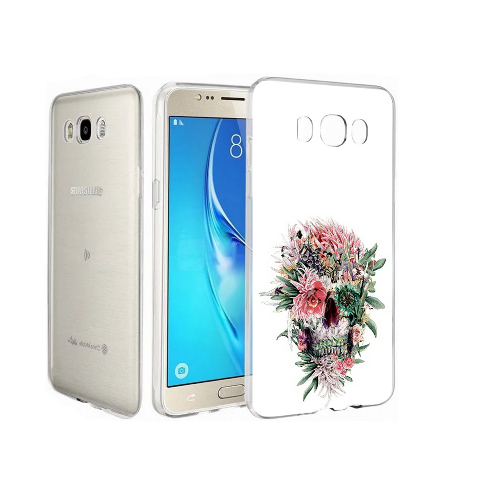 

Чехол MyPads Tocco для Samsung Galaxy J7 череп из цветов, Прозрачный, Tocco