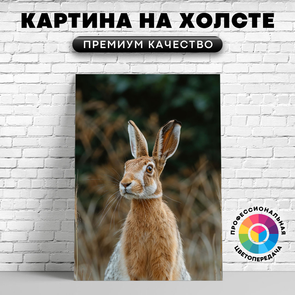 

Картина на холсте Осторожный заяц 60х80 см, ЖЗАЙЦ