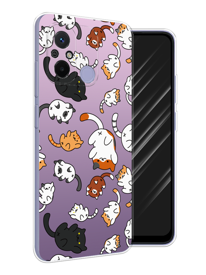 

Чехол Awog на Poco C55 "Котопад", Фиолетовый;белый, 318250-1