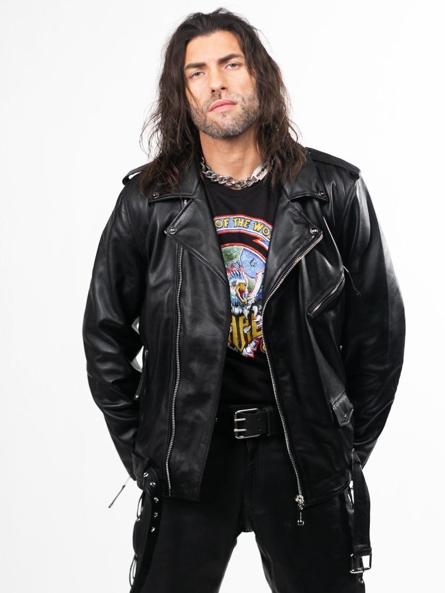 Кожаная куртка мужская RockMerch FR1150 черная 3XL