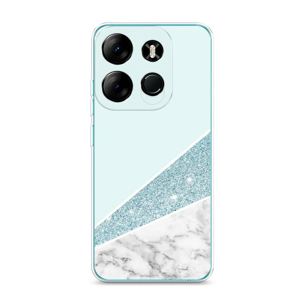 

Чехол Awog на Tecno Pop 7 Pro "Мрамор с голубыми блестками", Голубой;белый, 303450-3
