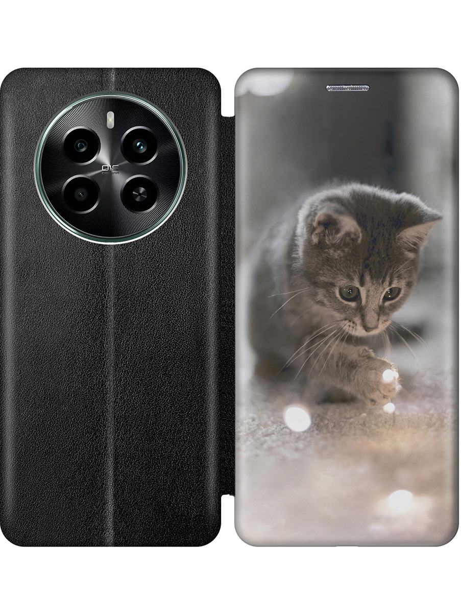 

Чехол-книжка на Realme 12 4g с принтом "Котенок и свет" черный, Черный;белый;коричневый;серый, 783982011