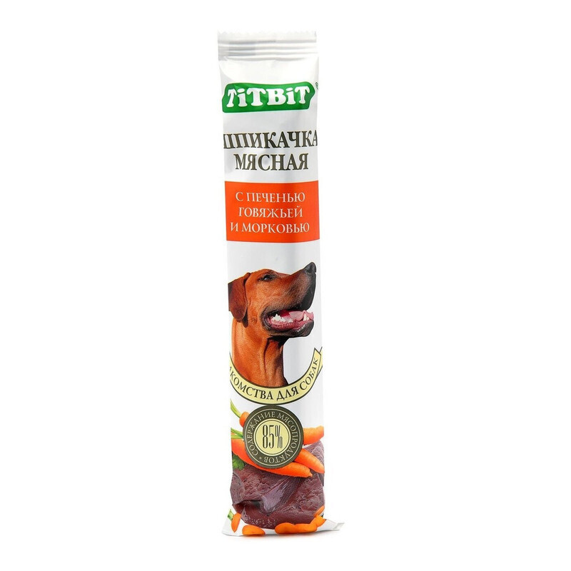 

Лакомство для собак Titbit Шпикачка с печенью говяжьей и морковью, 50 г