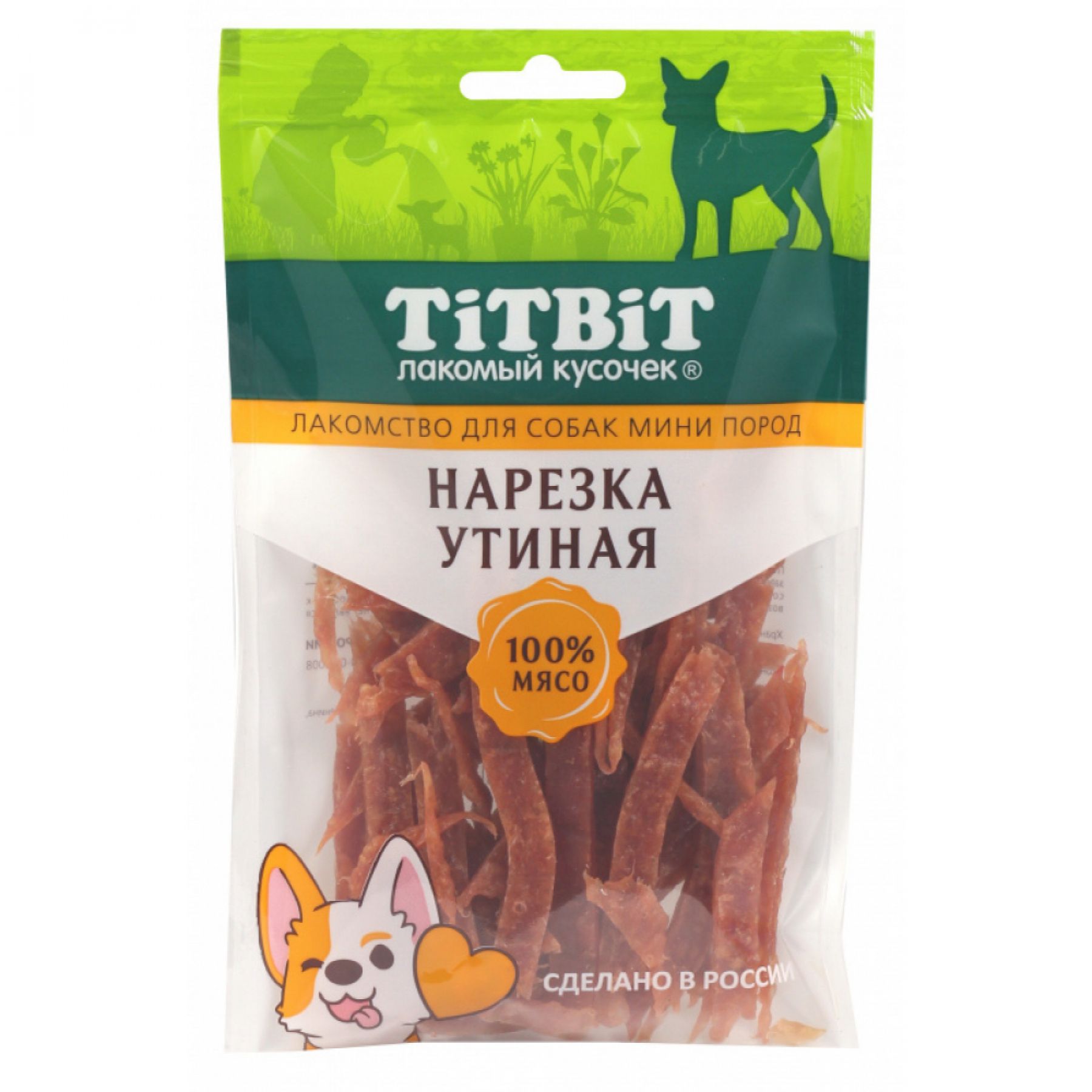 

Лакомство для собак TitBit, для мини пород, нарезка утиная, 70 г