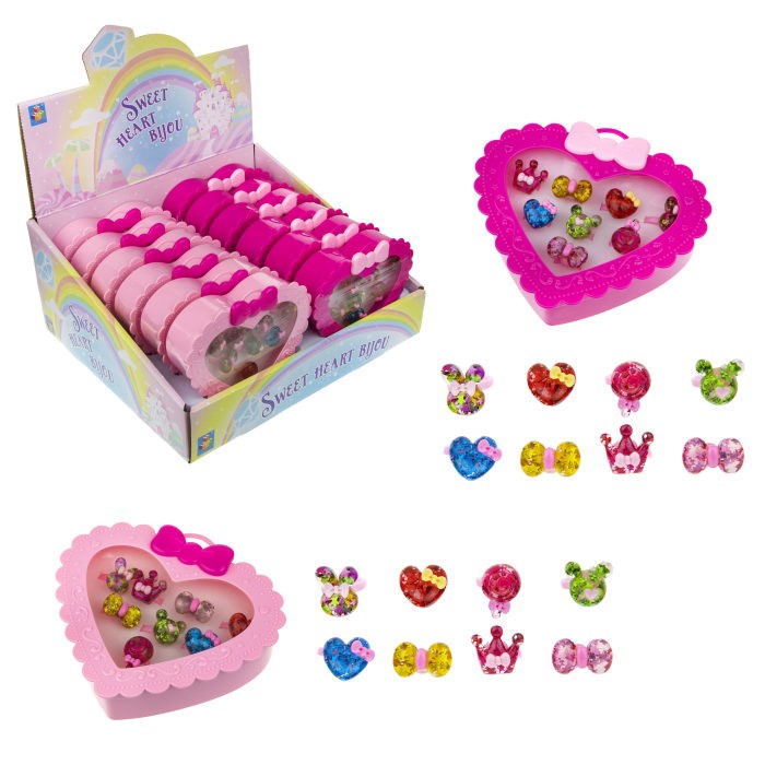 Набор украшений для девочки 1toy Sweet heart Bijou, арт. Т21034 набор украшений sweet heart bijou в светло розовой шкатулке 8 колец леденцы т21034 1