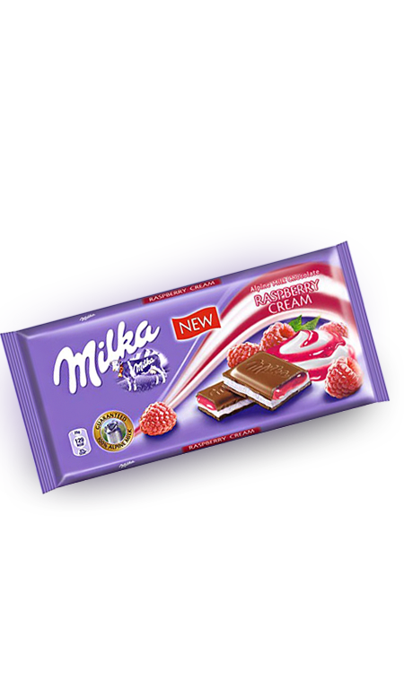 фото Milka raspberry cream 100 грамм упаковка 22 шт