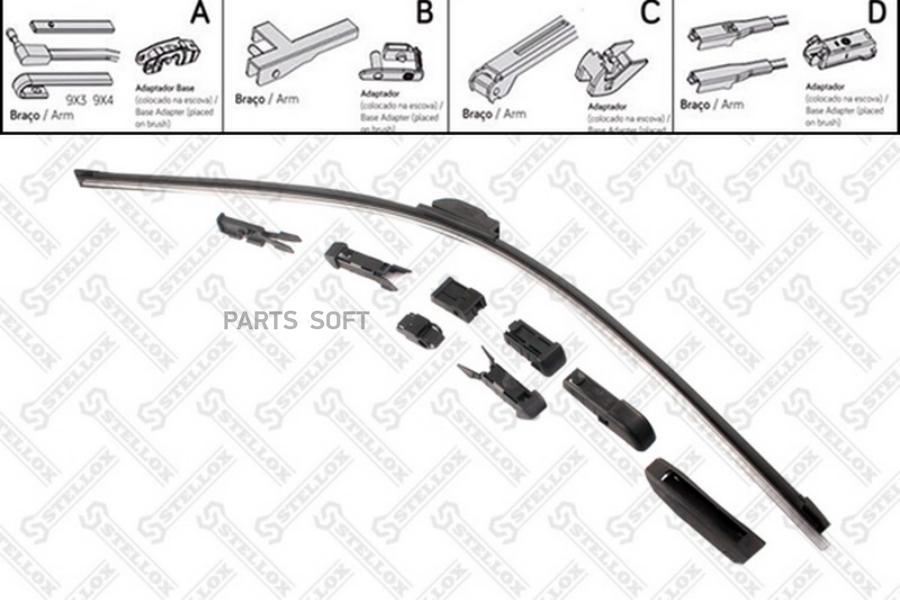 

204 009-SX щетка б/каркас, 8 перех. 700/28'\ Chrysler Voyadger, Dodge Caravan 95-01