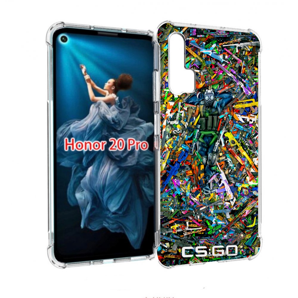 

Чехол бампер MyPads CS GO guns skins мужской для Honor 20 Pro пр, Прозрачный, Tocco