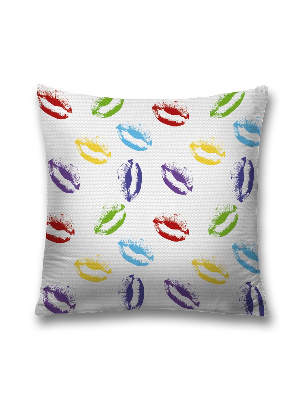 

Наволочка декоративная JoyArty "Цветные поцелуи" на молнии, 45x45 см, Белый