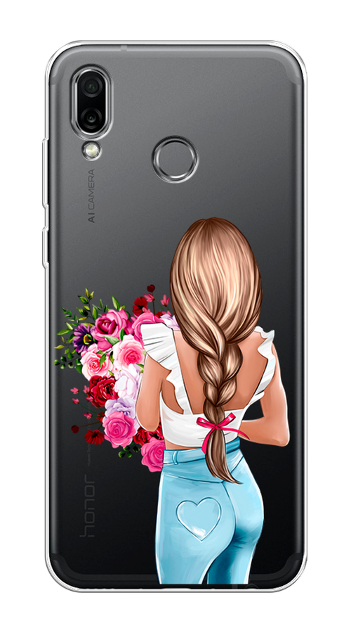 

Чехол на Honor Play "Девушка с цветами", Коричневый;розовый;голубой, 66250-6