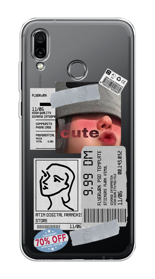 

Чехол на Honor Play "Cute girl collage", Розовый;серый;голубой, 66250-6