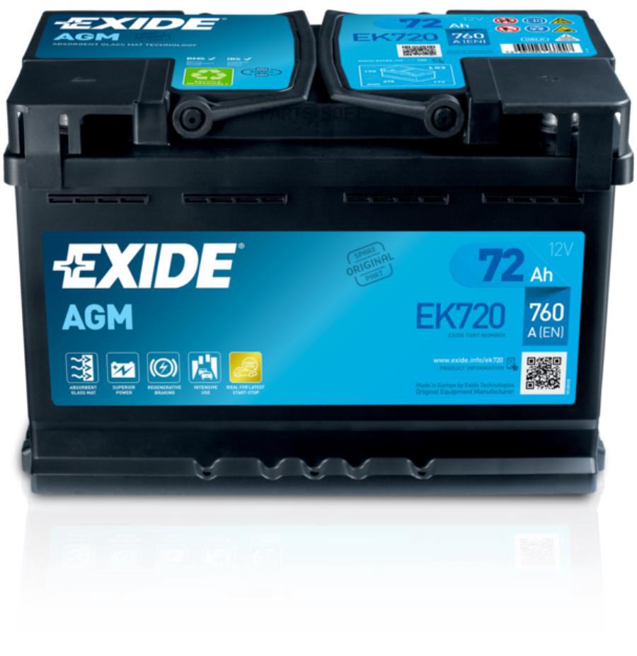 

Аккумуляторная Батарея Micro-Hybrid Agm New [12V 70Ah 760A B13] EXIDE ek720