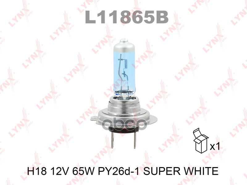 

Лампа Галогенная H18 12v 65w Py26d-1 Super White LYNXauto арт. l11865b, L11865B
