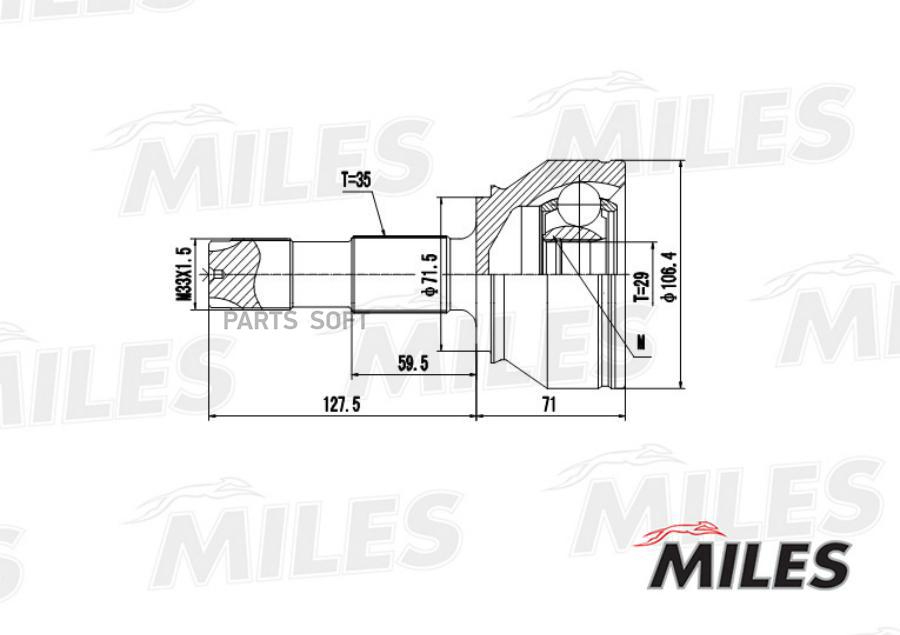 

Шрус Наружный Citroen Jumper/Fiat Ducato/Peugeot Boxer 2.2-2.3d 06- (Gkn 304598) Ga20072 M