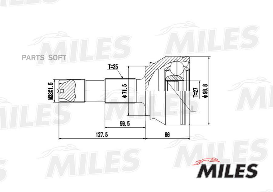 

Шрус Наружный Citroen Jumper/Fiat Ducat/Peugeot Boxer 06- (Gkn 304601) Ga20067 Miles арт.